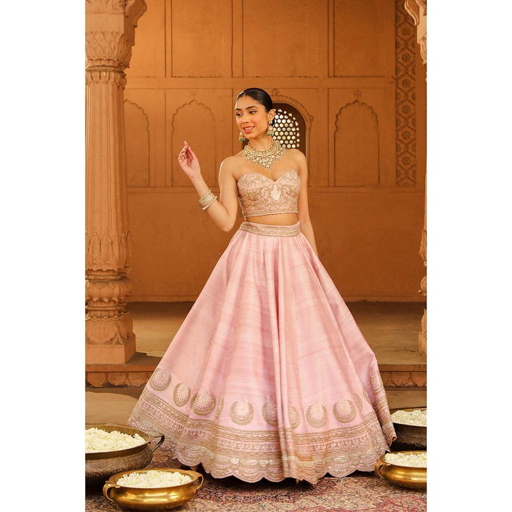 Sheetal Batra Pink Lehenga With Blouse And Dupatta (Set of 3)