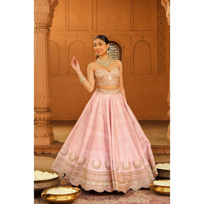 Sheetal Batra Pink Lehenga With Blouse And Dupatta (Set of 3)