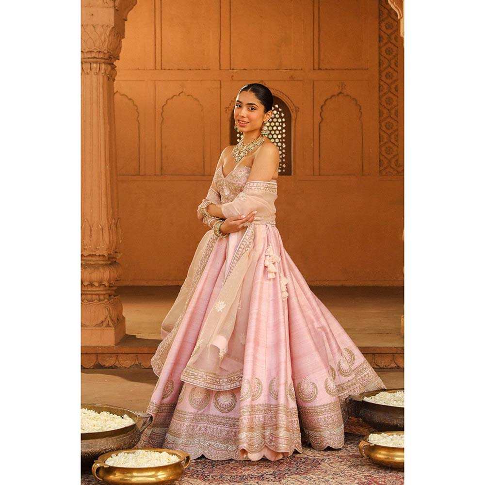 Sheetal Batra Pink Lehenga With Blouse And Dupatta (Set of 3)