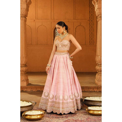 Sheetal Batra Pink Lehenga With Blouse And Dupatta (Set of 3)