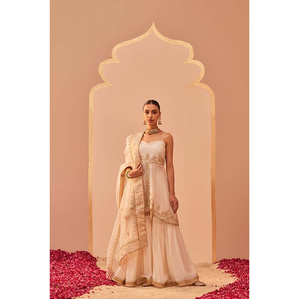 Sheetal Batra Ivory Kurta With Sharara And Dupatta (Set of 3)