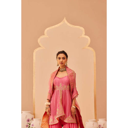 Sheetal Batra Pink Kurta With Sharara And Dupatta (Set of 3)