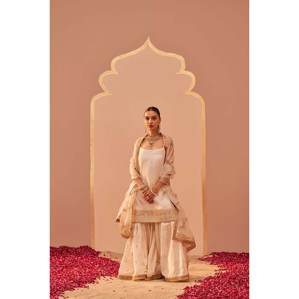 Sheetal Batra Ivory Kurta With Sharara And Dupatta (Set of 3)