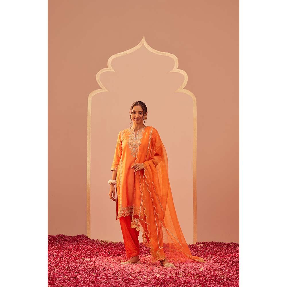 Sheetal Batra Orange Kurta With Salwar And Dupatta (Set of 3)