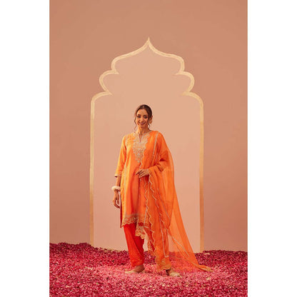 Sheetal Batra Orange Kurta With Salwar And Dupatta (Set of 3)