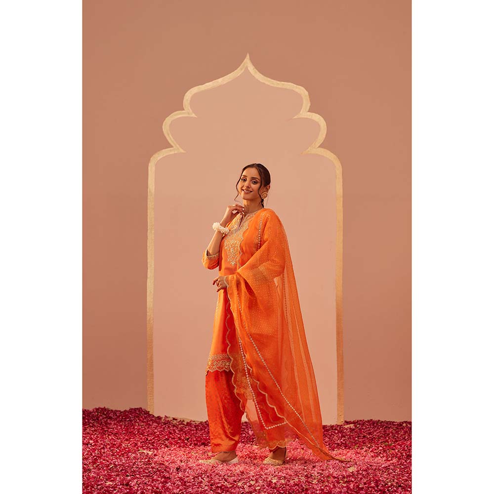 Sheetal Batra Orange Kurta With Salwar And Dupatta (Set of 3)