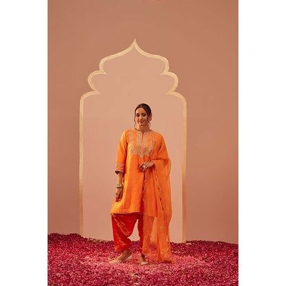 Sheetal Batra Orange Kurta With Salwar And Dupatta (Set of 3)