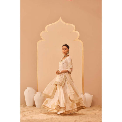 Sheetal Batra Ivory Faiza Kurta With Lehenga And Dupatta (Set of 3)