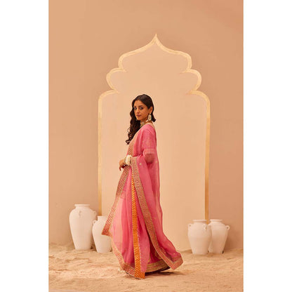 Sheetal Batra Pink Faiza Kurta With Lehenga And Dupatta (Set of 3)