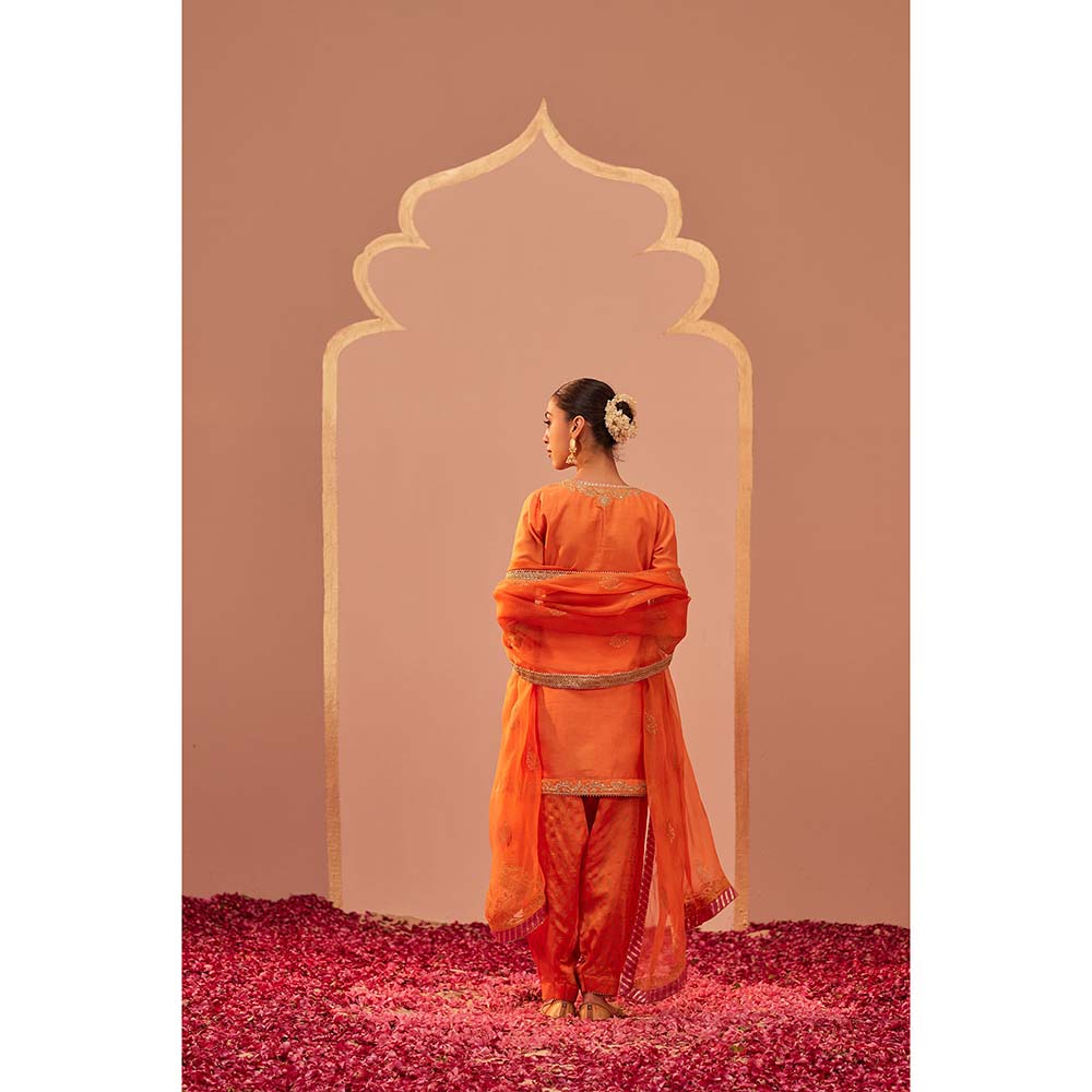 Sheetal Batra Orange Kurta With Salwar And Dupatta (Set of 3)