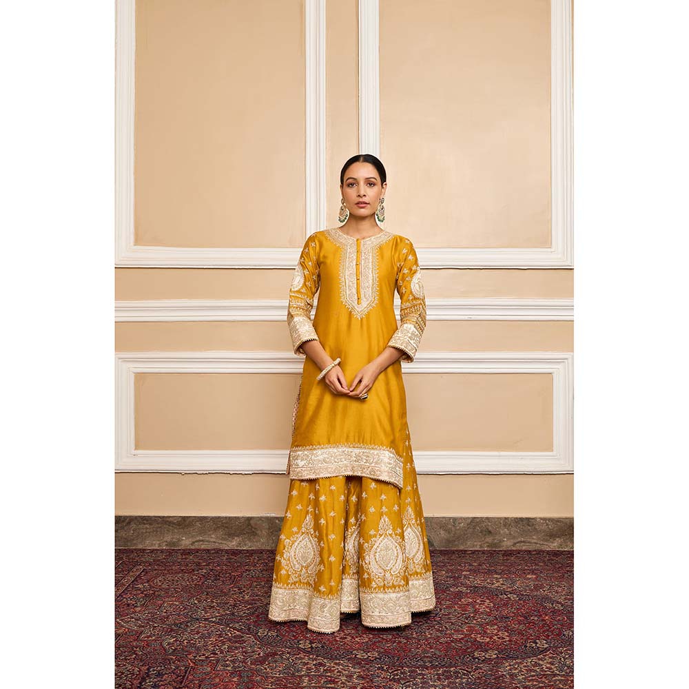 Sheetal Batra Mustard Kurta With Sharara And Dupatta (Set of 3)
