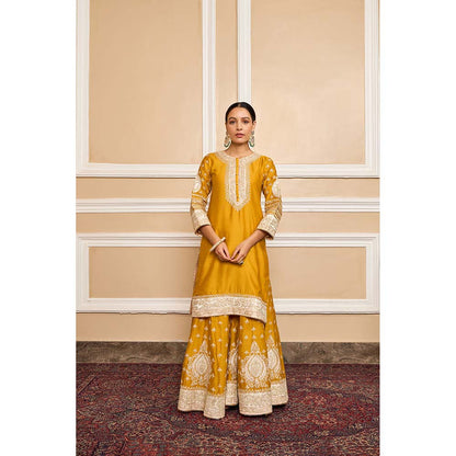 Sheetal Batra Mustard Kurta With Sharara And Dupatta (Set of 3)