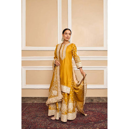 Sheetal Batra Mustard Kurta With Sharara And Dupatta (Set of 3)