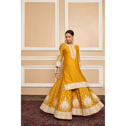 Sheetal Batra Mustard Kurta With Sharara And Dupatta (Set of 3)