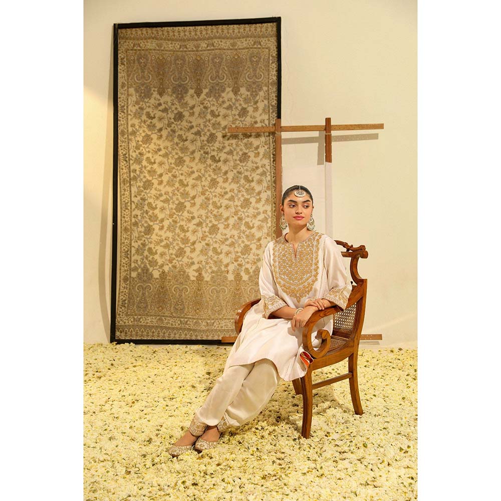 Sheetal Batra Ivory Shaheen Kurta with Salwar (Set of 2)