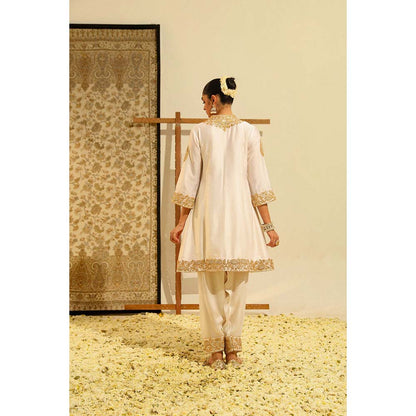Sheetal Batra Ivory Rajak Short Kurta with Salwar and Dupatta (Set of 3)