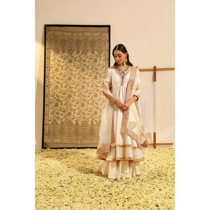 Sheetal Batra Ivory Shaiz Anarkali with Lehenga and Dupatta (Set of 3)