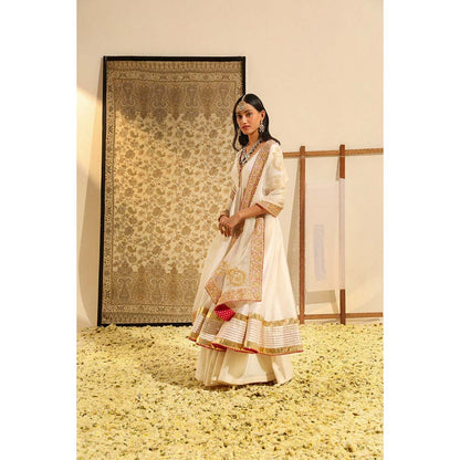 Sheetal Batra Ivory Shaiz Anarkali with Lehenga and Dupatta (Set of 3)