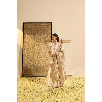 Sheetal Batra Ivory Siraj Short Kurta with Sharara and Dupatta (Set of 3)
