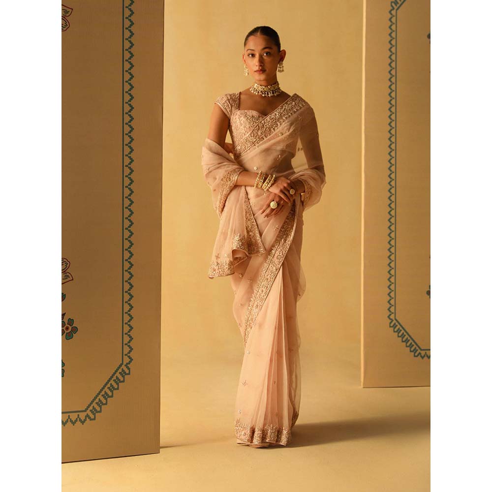 Sheetal Batra Maliha Rose Pink Embellished Saree with Stitched Blouse