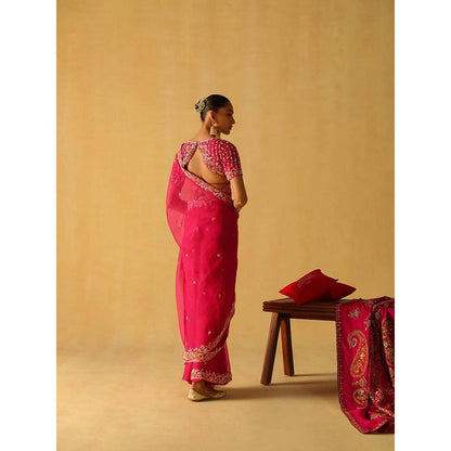 Sheetal Batra Afsa Hot Pink Embellished Saree with Stitched Blouse