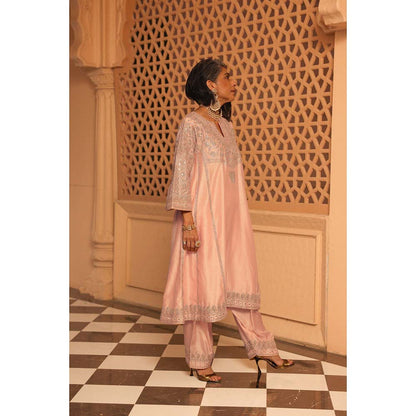 Sheetal Batra Rose Pink Aiman Anarkali Kurta with Salwar (Set of 2)