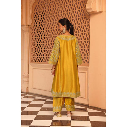 Sheetal Batra Yellow Aiman Anarkali Kurta with Salwar and Dupatta (Set of 3)