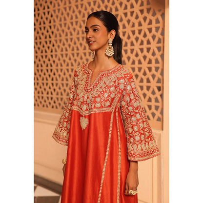Sheetal Batra Burnt Orange Aiman Anarkali Kurta with Salwar and Dupatta (Set of 3)