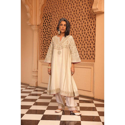 Sheetal Batra Daisy Ivory Aiman Anarkali Kurta with Salwar and Dupatta (Set of 3)