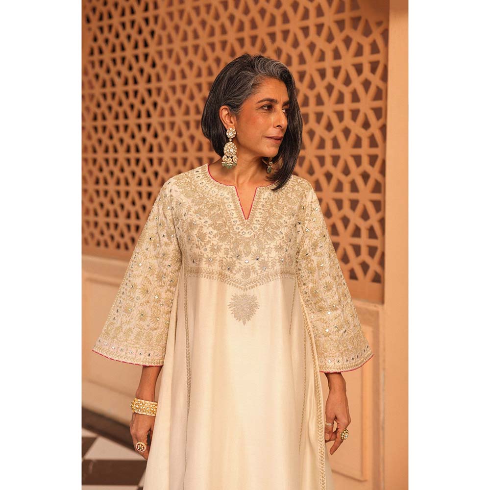 Sheetal Batra Daisy Ivory Aiman Anarkali Kurta with Salwar and Dupatta (Set of 3)