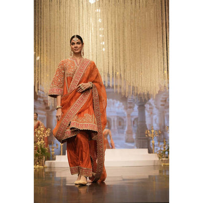 Sheetal Batra Irha Burnt Orange Kalidaar Kurta with Salwar and Khada Dupatta (Set of 3)