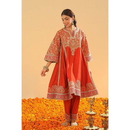 Sheetal Batra Irha Burnt Orange Kalidaar Kurta with Salwar and Khada Dupatta (Set of 3)