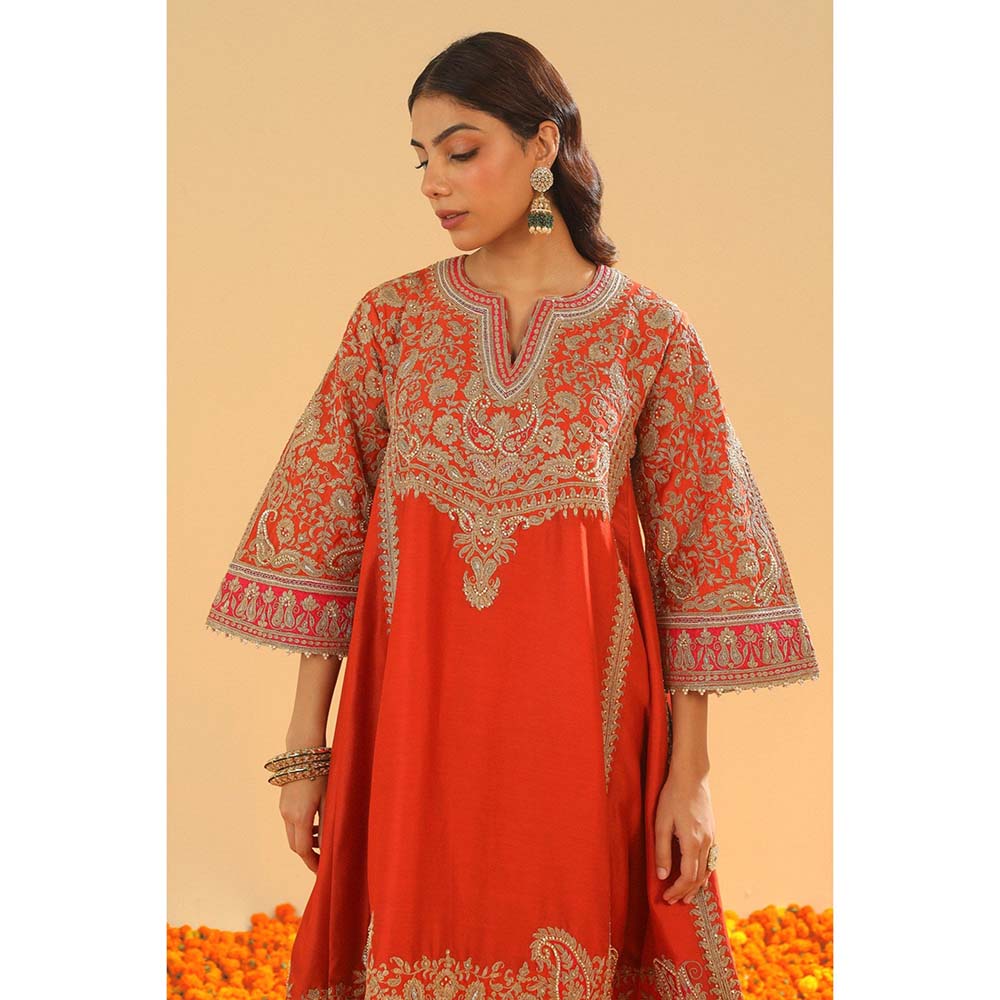 Sheetal Batra Irha Burnt Orange Kalidaar Kurta with Salwar and Khada Dupatta (Set of 3)