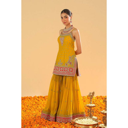 Sheetal Batra Mehan Mustard Short Kurti with Sharara and Dupatta (Set of 3)