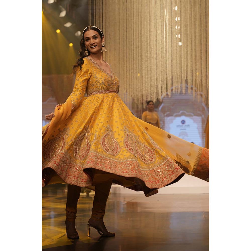 Sheetal Batra Shazia Mustard Anarkali with Churidar and Dupatta (Set of 3)