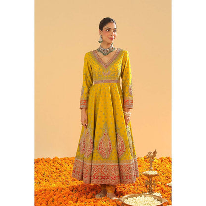 Sheetal Batra Shazia Mustard Anarkali with Churidar and Dupatta (Set of 3)