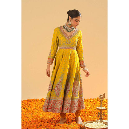 Sheetal Batra Shazia Mustard Anarkali with Churidar and Dupatta (Set of 3)