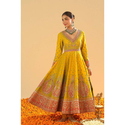 Sheetal Batra Shazia Mustard Anarkali with Churidar and Dupatta (Set of 3)