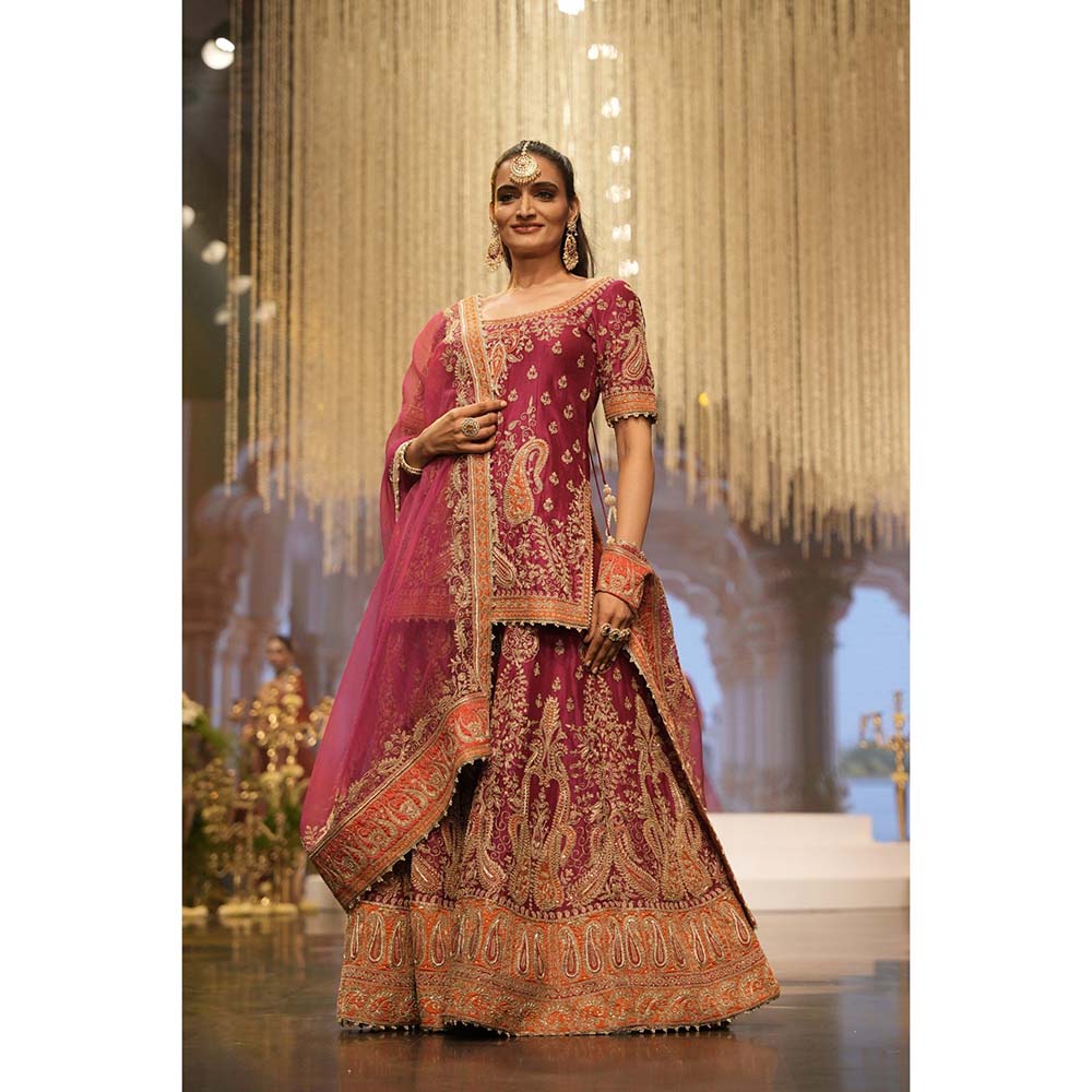 Sheetal Batra Ishwar Hot Pink Kurti with Sharara and Dupatta (Set of 3)