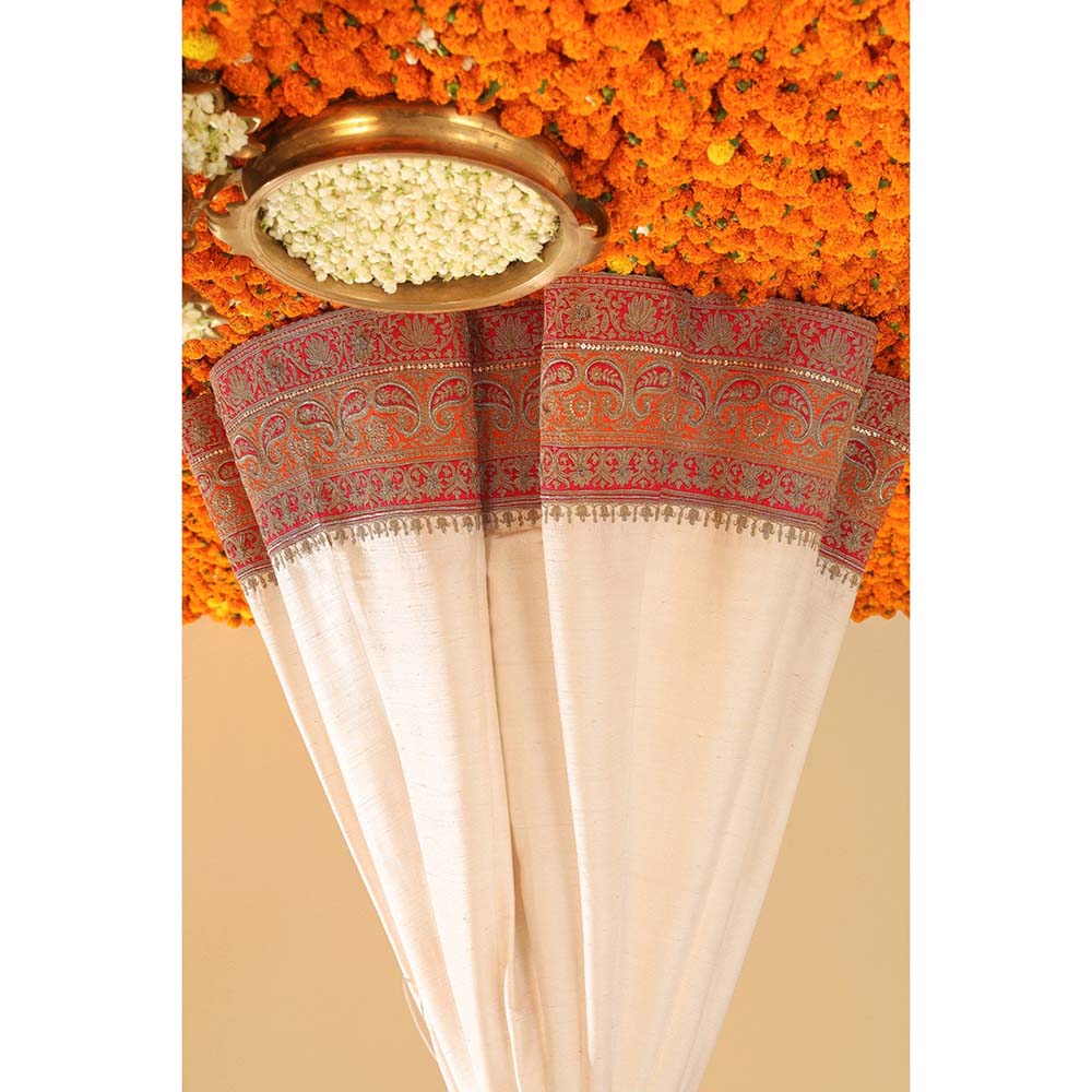 Sheetal Batra Sidra Daisy Ivory Blouse with Lehenga and Dupatta (Set of 3)