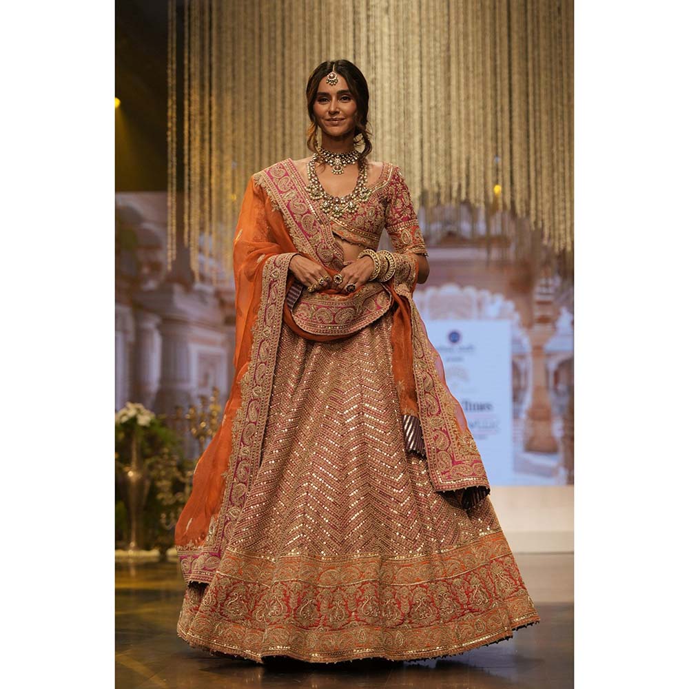 Sheetal Batra Anahira Hot Pink Blouse with Lehenga and Dupatta (Set of 3)