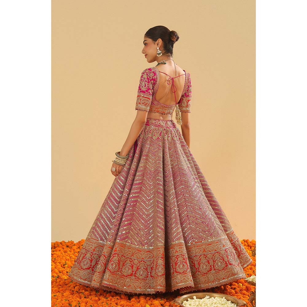 Sheetal Batra Anahira Hot Pink Blouse with Lehenga and Dupatta (Set of 3)