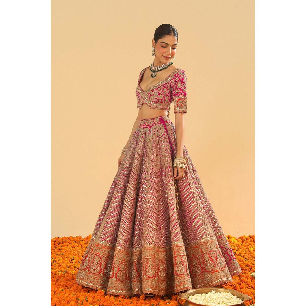 Sheetal Batra Anahira Hot Pink Blouse with Lehenga and Dupatta (Set of 3)