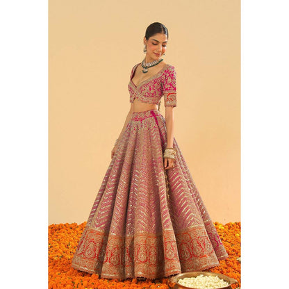 Sheetal Batra Anahira Hot Pink Blouse with Lehenga and Dupatta (Set of 3)
