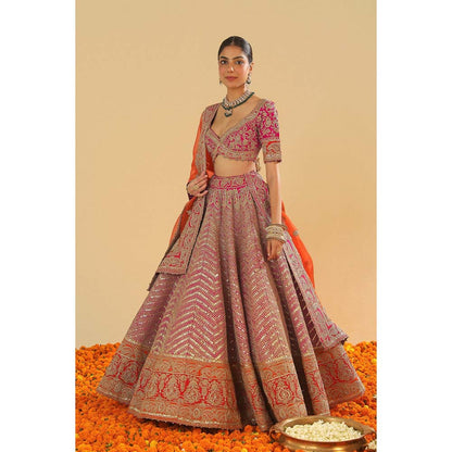 Sheetal Batra Anahira Hot Pink Blouse with Lehenga and Dupatta (Set of 3)