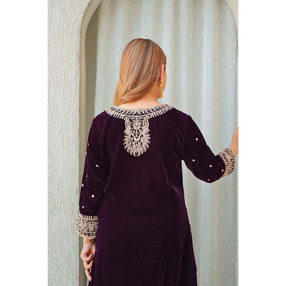 Sheetal Batra Wine Ayat Short Kurta with Salwar (Set of 2)