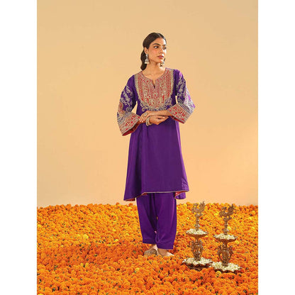 Sheetal Batra Mohsina Purple Short Kalidar Chauga Kurta and Salwar (Set of 2)