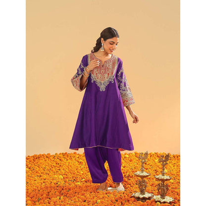 Sheetal Batra Mohsina Purple Short Kalidar Chauga Kurta and Salwar (Set of 2)