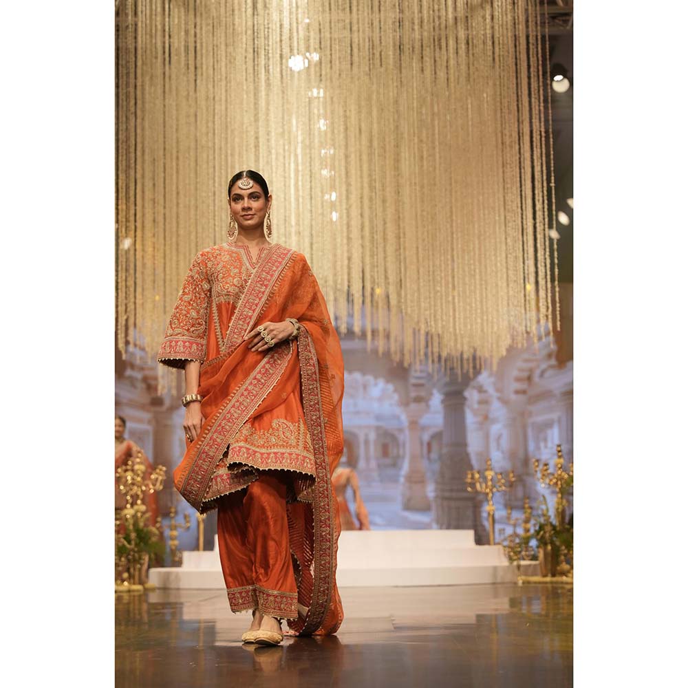 Sheetal Batra Orange Kurta with Salwar and Dupatta (Set of 3)