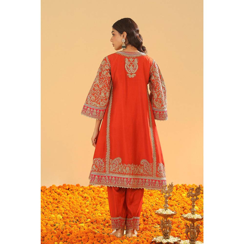 Sheetal Batra Orange Kurta with Salwar and Dupatta (Set of 3)